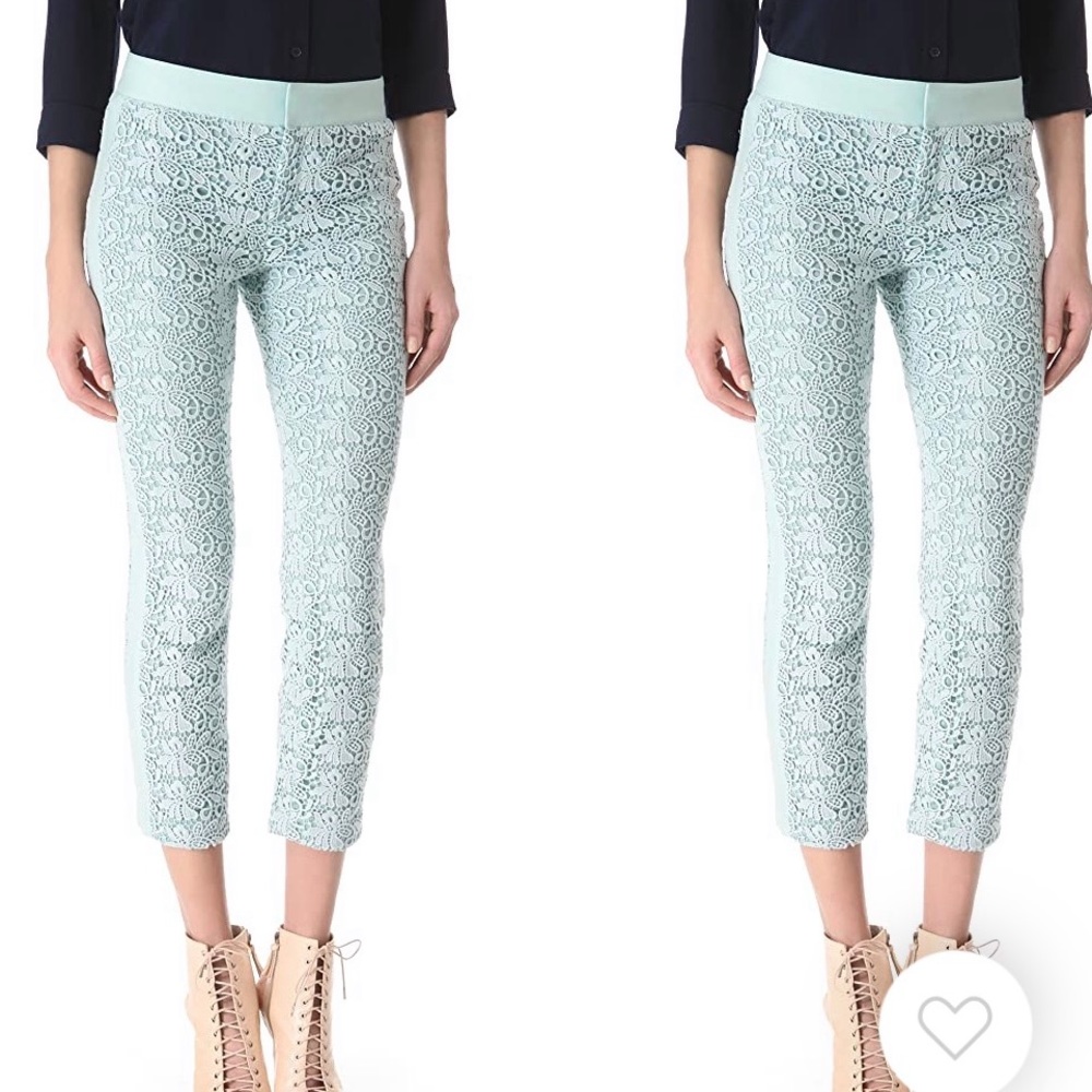 Club Monaco Cropped Pants Miller Cropped Lace Pants size 4 in Mint